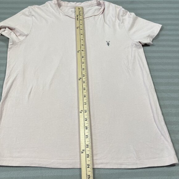 AllSaints Shirt Mens Small Light Pink Ramskull Logo Crewneck T-Shirt Tee - Picture 7 of 7